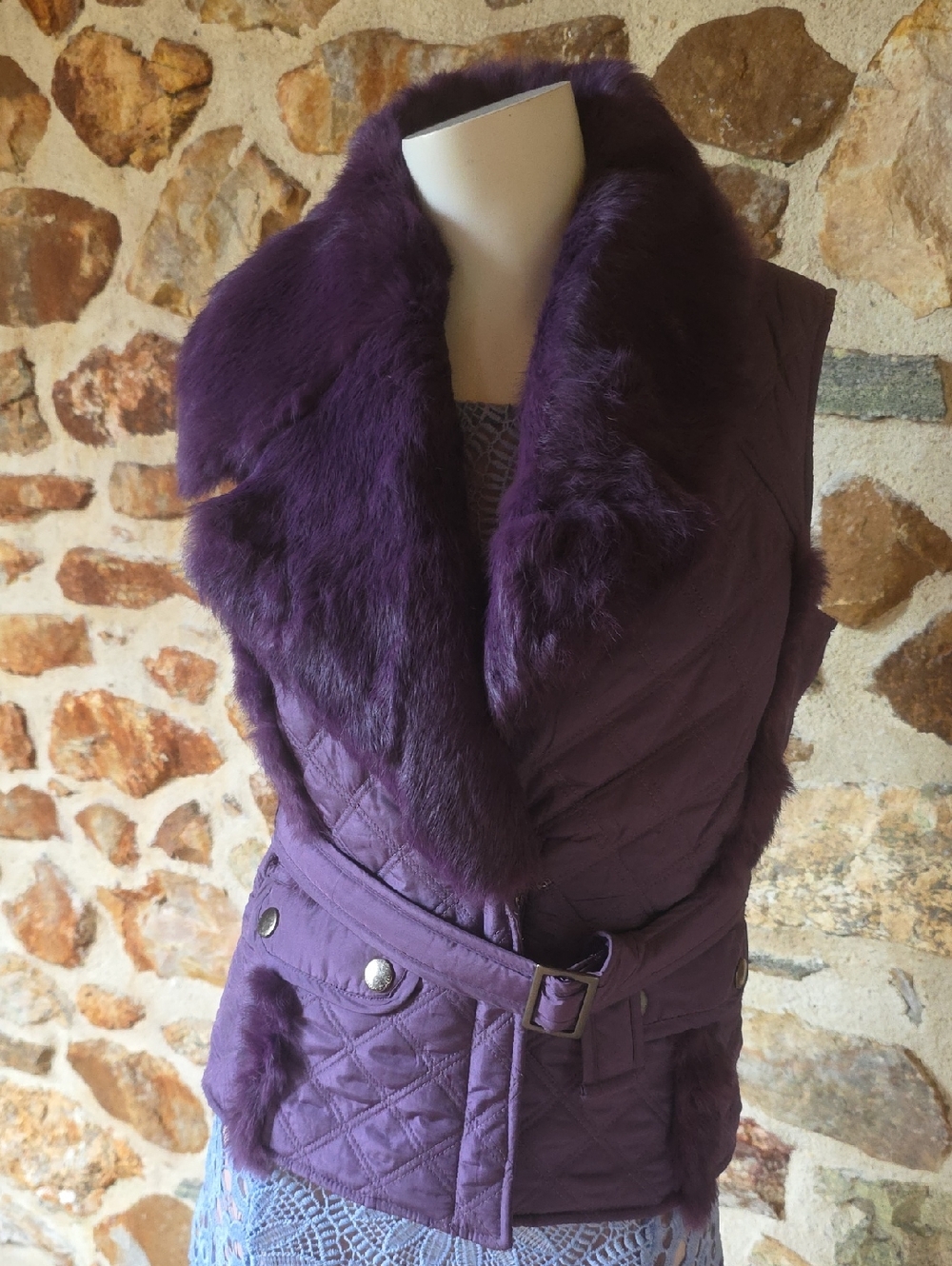 Purple Fur-Trimmed Vest